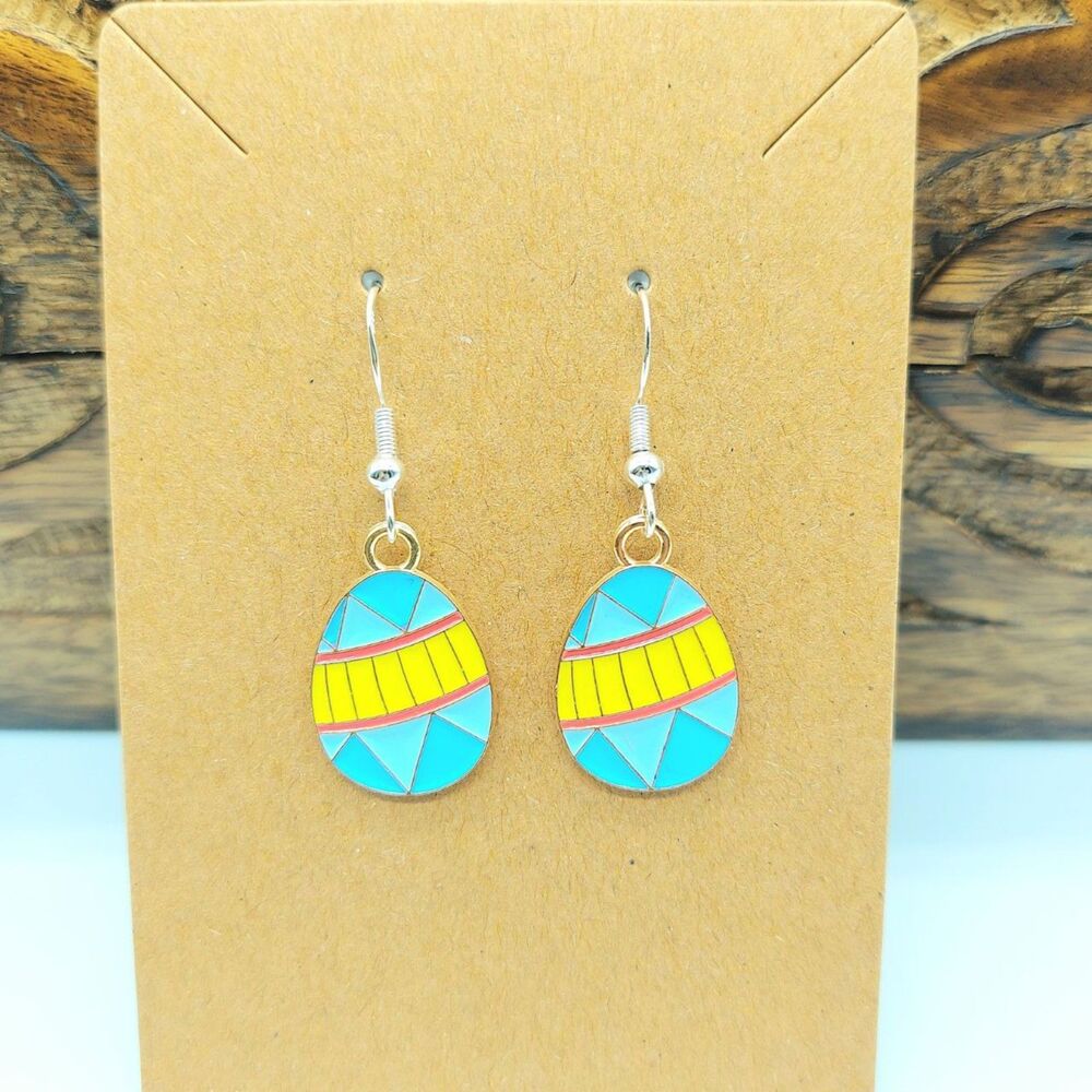 Easter Egg Earrings Yellow and Blue Easter Earrings